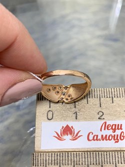 *Кольцо р.17 Белый Фианит цв Красное 20-02-000S-26231-675 Вес 2,2 г - фото 176039