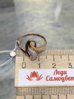 *Кольцо р.18 Белый Фианит цв Красное 20-02-0001-24923-775 Вес 2,12 г - фото 176047