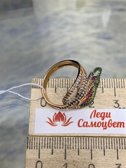 *Кольцо р.17,5 Микс Фианитов цв Красное 20-04-000M-25996-499 Вес 3,1 г - фото 176065