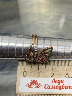 *Кольцо р.17,5 Микс Фианитов цв Красное 20-04-000M-25996-499 Вес 3,1 г - фото 176075