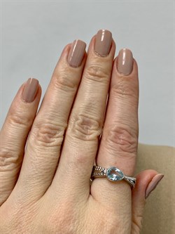 *Кольцо р.18 Голубой Топаз арт. SM-R02900-X-W-SBT-X-X-841 вес 6,36 г - фото 176776