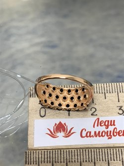 *Кольцо р.18 Черная Шпинель арт. К0837-607/ПОЗ-323 вес 2,87 г - фото 177024