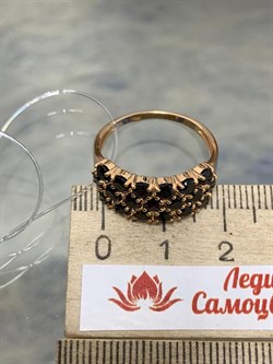 *Кольцо р.18 Черная Шпинель арт. К0837-607/ПОЗ-323 вес 2,87 г - фото 177025