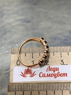 *Кольцо р.18 Черная Шпинель арт. К0837-607/ПОЗ-323 вес 2,87 г - фото 177026