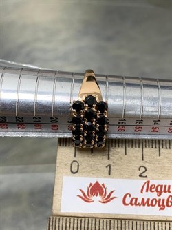 *Кольцо р.18 Черная Шпинель арт. К0837-607/ПОЗ-323 вес 2,87 г - фото 177029