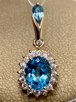 *Подвеска Голубой Топаз цв Красное арт. 32222-551 вес 2,56 г - фото 177175 *Подвеска Голубой Топаз цв Красное арт. 32222-551 вес 2,56 г - фото 177175