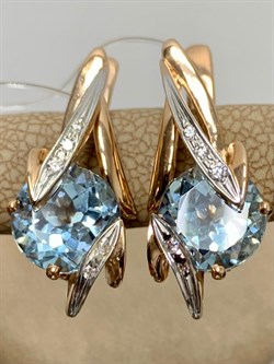 *Серьги Голубой Топаз цв Красное арт. 12477-464 вес 8,05 г - фото 177205 *Серьги Голубой Топаз цв Красное арт. 12477-464 вес 8,05 г - фото 177205