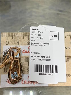 *Серьги Голубой Топаз цв Красное арт. 12548-072 вес 7,99 г - фото 177251 *Серьги Голубой Топаз цв Красное арт. 12548-072 вес 7,99 г - фото 177251