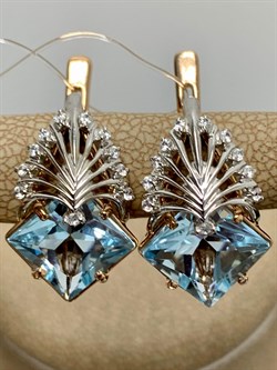 *Серьги Голубой Топаз цв Красное арт. 12548-072 вес 7,99 г - фото 177256 *Серьги Голубой Топаз цв Красное арт. 12548-072 вес 7,99 г - фото 177256