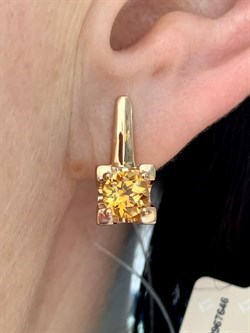 *Серьги Золотистый Топаз Урал арт. С1702Ю/Ag-607/19ПОЗ-806 вес 5,3 г - фото 177386
