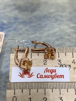 *Серьги Золотистый Топаз Урал арт. С1702Ю/Ag-607/19ПОЗ-806 вес 5,3 г - фото 177388