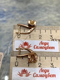 *Серьги Золотистый Топаз Урал арт. С1702Ю/Ag-607/19ПОЗ-806 вес 5,3 г - фото 177389