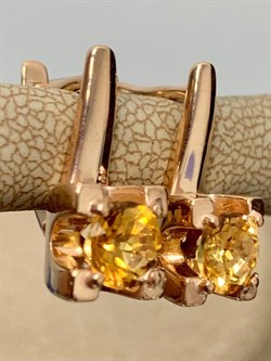 *Серьги Золотистый Топаз Урал арт. С1702Ю/Ag-607/19ПОЗ-806 вес 5,3 г - фото 177390