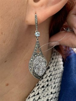 *Серьги Петли Марказит арт. ME01769o-1-490 Вес 9,65 г - фото 177494