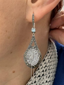 *Серьги Петли Марказит арт. ME01769o-1-490 Вес 9,65 г - фото 177495