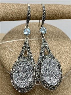 *Серьги Петли Марказит арт. ME01769o-1-490 Вес 9,65 г - фото 177496