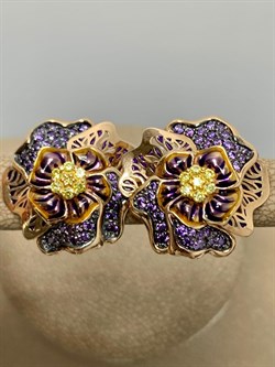 *Серьги Гибискусы Фианит Микс цв Красное арт. 02-3723-00-404-1110-48-237 вес 6,04 г - фото 177654 *Серьги Гибискусы Фианит Микс цв Красное арт. 02-3723-00-404-1110-48-237 вес 6,04 г - фото 177654