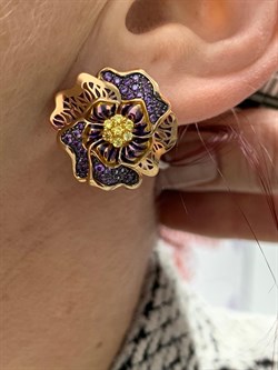 *Серьги Гибискусы Фианит Микс цв Красное арт. 02-3723-00-404-1110-48-237 вес 6,04 г - фото 177657 *Серьги Гибискусы Фианит Микс цв Красное арт. 02-3723-00-404-1110-48-237 вес 6,04 г - фото 177657