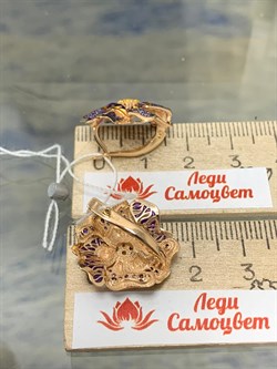 *Серьги Гибискусы Фианит Микс цв Красное арт. 02-3723-00-404-1110-48-237 вес 6,04 г - фото 177660 *Серьги Гибискусы Фианит Микс цв Красное арт. 02-3723-00-404-1110-48-237 вес 6,04 г - фото 177660