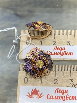 *Серьги Гибискусы Фианит Микс цв Красное арт. 02-3723-00-404-1110-48-237 вес 6,04 г - фото 177661 *Серьги Гибискусы Фианит Микс цв Красное арт. 02-3723-00-404-1110-48-237 вес 6,04 г - фото 177661
