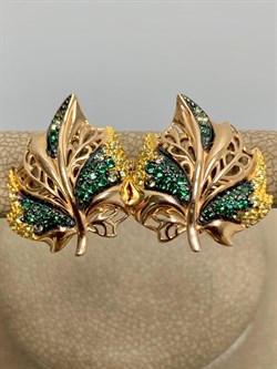 *Серьги Листья Фианит Микс цв Красное арт. 02-3724-00-404-1110-32-078 вес 4,62 г - фото 177693 *Серьги Листья Фианит Микс цв Красное арт. 02-3724-00-404-1110-32-078 вес 4,62 г - фото 177693