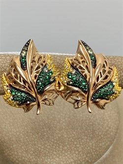 *Серьги Листья Фианит Микс цв Красное арт. 02-3724-00-404-1110-32-078 вес 4,62 г - фото 177695 *Серьги Листья Фианит Микс цв Красное арт. 02-3724-00-404-1110-32-078 вес 4,62 г - фото 177695