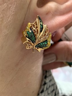 *Серьги Листья Фианит Микс цв Красное арт. 02-3724-00-404-1110-32-078 вес 4,62 г - фото 177696 *Серьги Листья Фианит Микс цв Красное арт. 02-3724-00-404-1110-32-078 вес 4,62 г - фото 177696