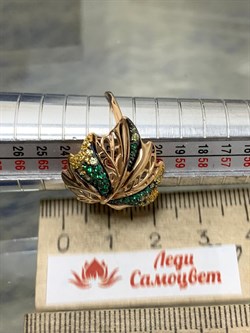 *Кольцо р.20 Лист Фианит Микс цв Красное арт. 01-4873-00-404-1110-24-829 вес 3,51 г - фото 177702