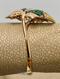 *Кольцо р.20 Лист Фианит Микс цв Красное арт. 01-4873-00-404-1110-24-829 вес 3,51 г - фото 177704