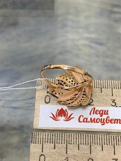 *Кольцо р.20 Лист Фианит Микс цв Красное арт. 01-4873-00-404-1110-24-829 вес 3,51 г - фото 177708