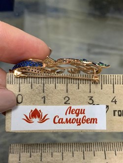 *Брошь Павлин Фианит Микс цв Красное арт. 04-0120-03-404-1110-52-251 вес 5,14 г - фото 177825