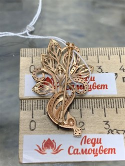 *Брошь Павлин Фианит Микс цв Красное арт. 04-0120-03-404-1110-52-251 вес 5,14 г - фото 177826