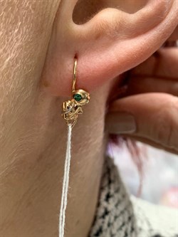 *Серьги Петли Черепахи Зеленый Фианит цв Красное арт. 02-3852-00-404-1110-03-316 вес 1,35 г - фото 177832 *Серьги Петли Черепахи Зеленый Фианит цв Красное арт. 02-3852-00-404-1110-03-316 вес 1,35 г - фото 177832