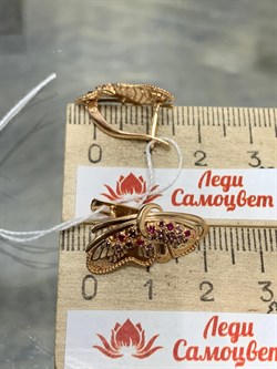 *Серьги Бабочки Фианит Микс цв Красное арт. 02-3985-01-404-1110-65-665 вес 3,98 г - фото 177881 *Серьги Бабочки Фианит Микс цв Красное арт. 02-3985-01-404-1110-65-665 вес 3,98 г - фото 177881
