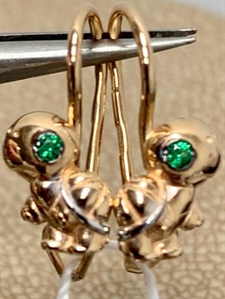 *Серьги Петли Черепахи Зеленый Фианит цв Красное арт. 02-3852-00-404-1110-03-316 вес 1,35 г - фото 177905 *Серьги Петли Черепахи Зеленый Фианит цв Красное арт. 02-3852-00-404-1110-03-316 вес 1,35 г - фото 177905