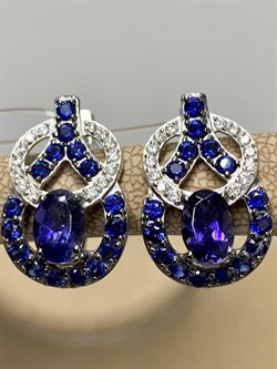 *Серьги  Фиалки Иолит Африка арт. С1620Ю/Ag-612ГТ/13-318 вес 4,06 г - фото 177996 *Серьги  Фиалки Иолит Африка арт. С1620Ю/Ag-612ГТ/13-318 вес 4,06 г - фото 177996