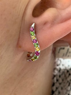 *Серьги Турмалин Микс арт. С1201Ю/Ag-607/6-789 вес 2,43 г - фото 178150