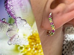*Серьги Турмалин Микс арт. С1201Ю/Ag-607/6-789 вес 2,43 г - фото 178152