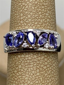 *Кольцо р.16,5 Танзанит арт. SM-R02909-X-W-TN-X-W-880 (вес 3,38 г) - фото 178164