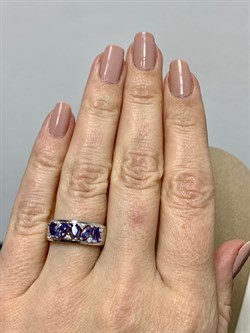 *Кольцо р.16,5 Танзанит арт. SM-R02909-X-W-TN-X-W-880 (вес 3,38 г) - фото 178165
