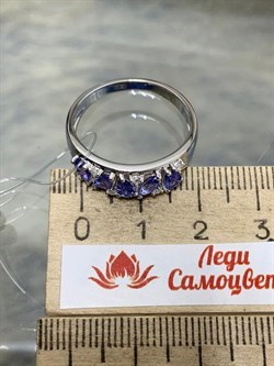 *Кольцо р.16,5 Танзанит арт. SM-R02909-X-W-TN-X-W-880 (вес 3,38 г) - фото 178168
