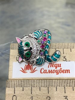 *Брошь-Кулон Кот Эмаль Фианит арт. 04-3704/ЭМ93-00-268 вес 5,42 г - фото 178241