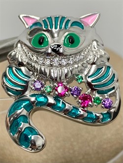 *Брошь-Кулон Кот Эмаль Фианит арт. 04-3704/ЭМ93-00-268 вес 5,42 г - фото 178243