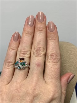 *Кольцо р.16,5 Кот Эмаль арт. 01-3446/ЭМ95-00-183 вес 3,64 г - фото 178280