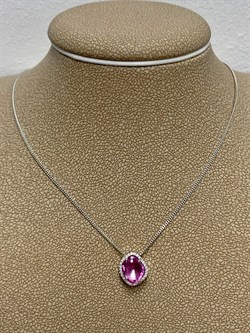 *Колье р.45-50 Розовый Сапфир цв Белое арт 6-357/3-45-728 (вес 2,9 г) - фото 178573