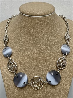 *Колье р.45 Серый Кошачий Глаз иск арт. NS-N00088-X-W-GR-X-X-320 вес 28,50 г - фото 178919 *Колье р.45 Серый Кошачий Глаз иск арт. NS-N00088-X-W-GR-X-X-320 вес 28,50 г - фото 178919