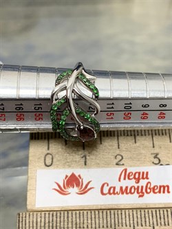 *Кольцо р.17 Гранат Пироп Цаворит арт. SM-R02912-X-WB-PG-X-Gg-587 вес 3,52 г - фото 178938