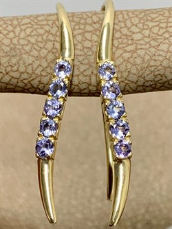 *Серьги Каффы Танзанит цв Лимонное арт. 083с-440 вес 1,6 г - фото 178977 *Серьги Каффы Танзанит цв Лимонное арт. 083с-440 вес 1,6 г - фото 178977
