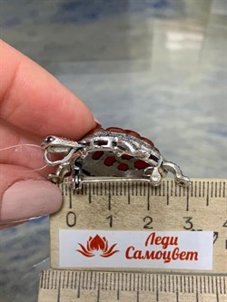 *Брошь-Кулон Черепаха Марказит Сердолик арт. HB274-020 вес 11,7 г - фото 179067