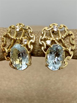 *Серьги Аквамарин цв Лимонное арт. 565с-031 вес 2,64 г - фото 179414